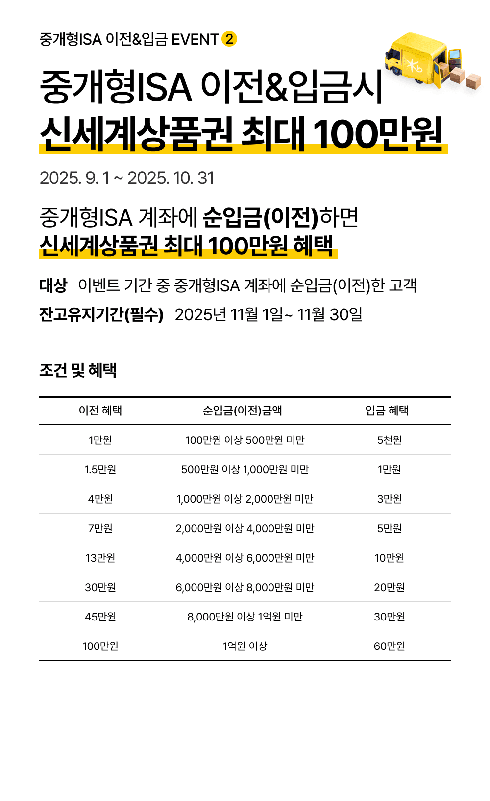 중개형ISA 이전&입금시 신세계상품권 최대 100만원